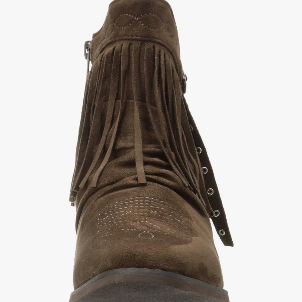 Roper Brown Suede Fringe Ankle Boots